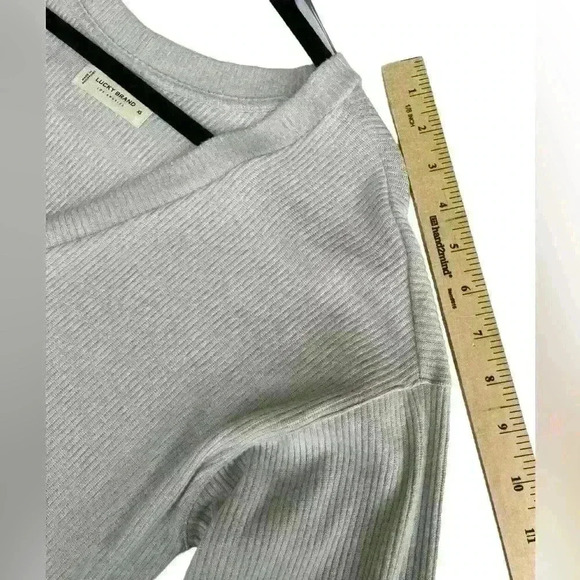 Lucky Brand Sweater Women's XS Wrap Ribbed Knit Stretchy Light Grey - Picture 6 of 7